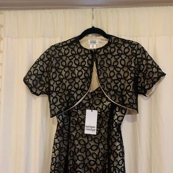 Lace and satin formal dress with match bolero - Picture 5 of 6